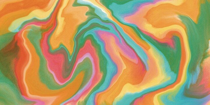 Fond abstrait textures aux couleurs vibrantes avec volutes fluides vert, jaune, rose et turquoise 