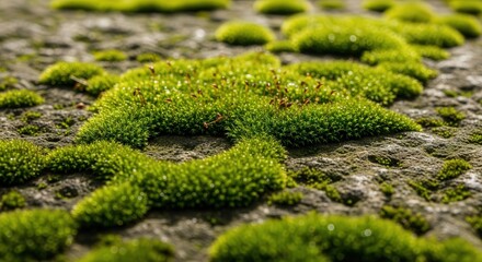 Obraz premium Close-up of Vibrant Green Moss Growing on Rough Stone Surface in Nature