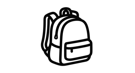 Simple black outline drawing of a school backpack silhouette © asma