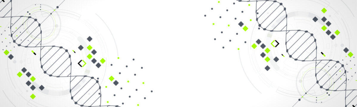 Abstraction on a scientific medical theme. Creative image of a DNA molecule with art elements.