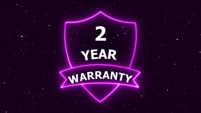 Neon Shield 2 Year Warranty Badge Animation with Cosmic Background Digital