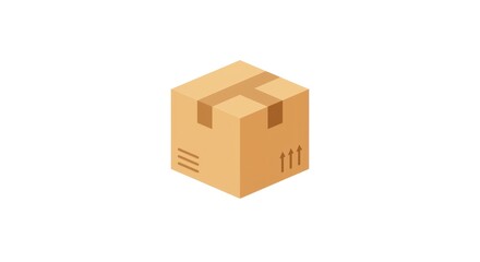 Fototapeta premium A brown cardboard box with a sealed lid and visible tape sits alone on a plain surface.