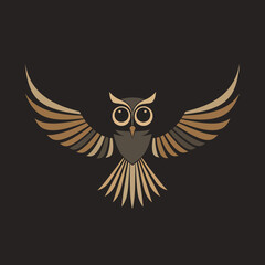 Obraz premium Stylized owl illustration with wings spread wide on dark background