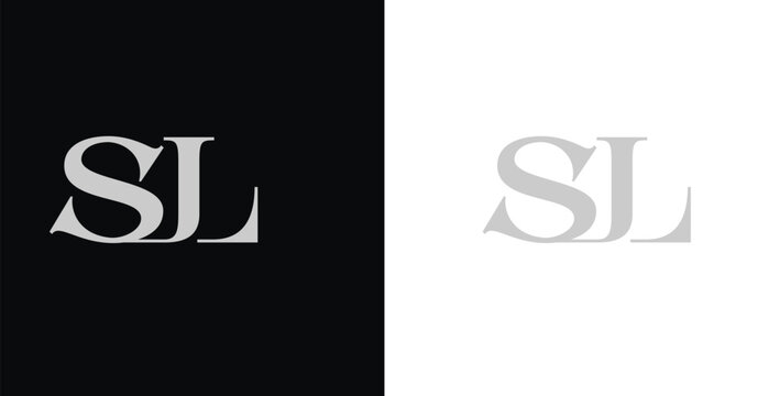 Elegant SL serif monogram logo in black and white luxury style