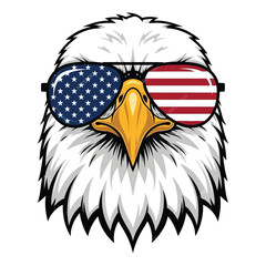 Bald Eagle with American Flag Sunglasses Patriotic USA Illustration