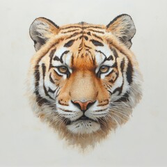 Obraz premium Detailed Portrait of a Tiger's Face with Intense Eyes and Striking Orange and Black Stripes