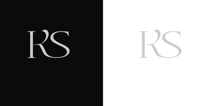 Elegant RS serif monogram logo in black and white luxury style