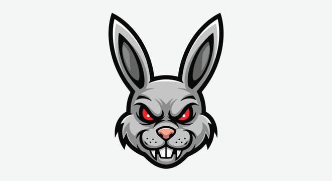 Furious Rabbit Head Mascot with Red Eyes.