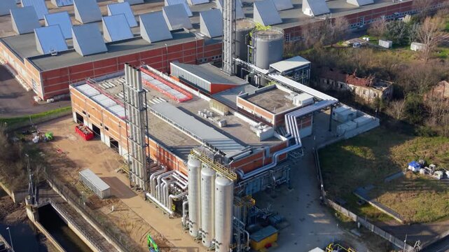 Urban Cogeneration Energy Plant Milan Industrial Aerial View