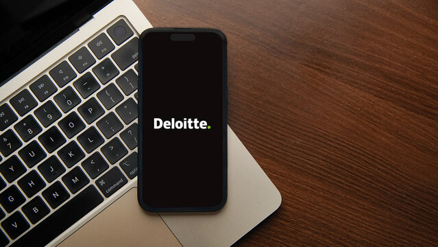 Deloitte logo displayed on a smartphone screen &ndash; Delhi, India &ndash; June 04, 2025