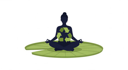 Obraz premium A woman practices yoga on a green mat in a peaceful setting