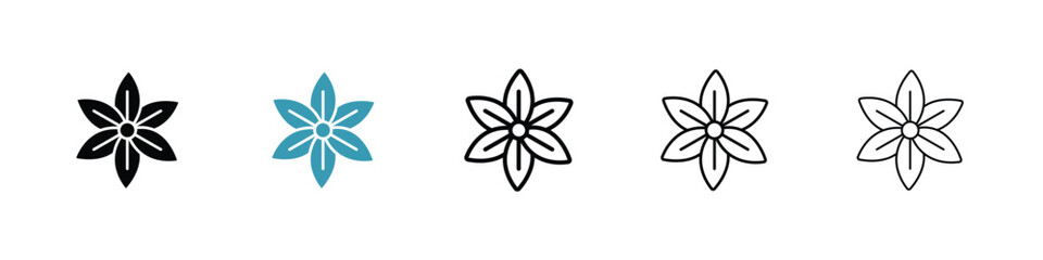 Jasmine icon in line art style on white background for graphic and web design.