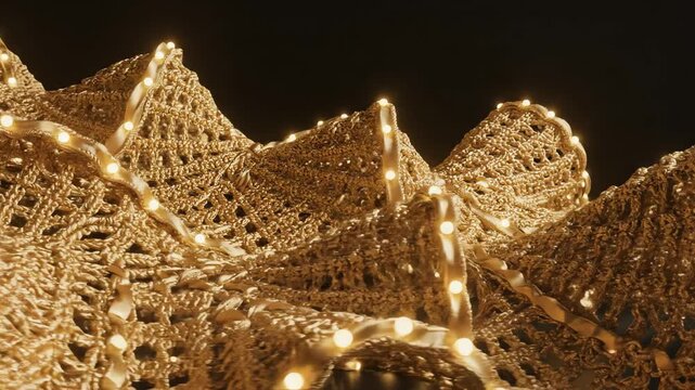 Golden Ribbons in Hyperbolic Crochet Form with Lights