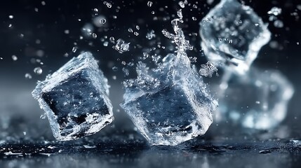 ice cubes shatter in a high speed shot