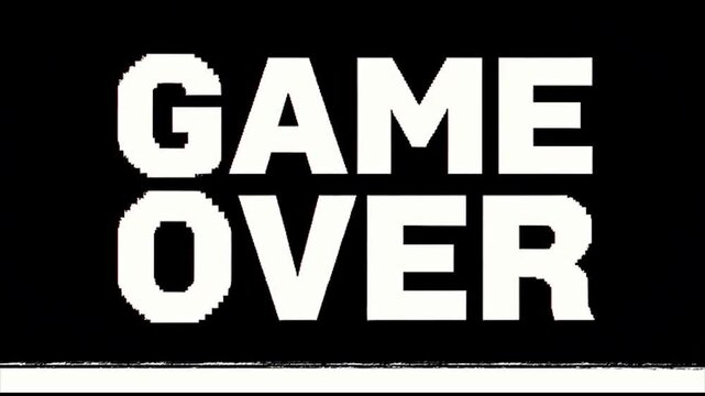 Game Over Neon Sign on Black Background Retro Video Game Style Digital Display Failure Concept
