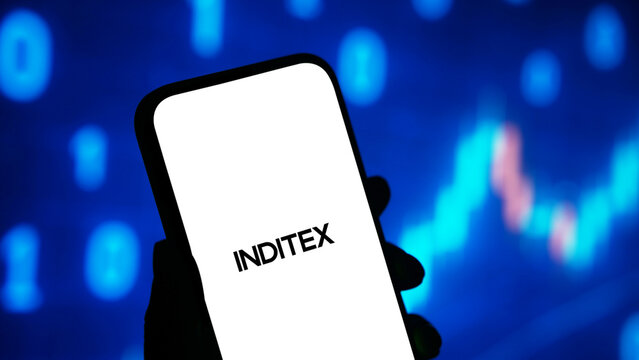 Inditex logo displayed on a smartphone screen &ndash; Delhi, India &ndash; June 04, 2025