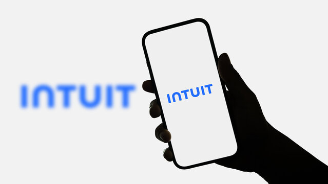 Intuit logo displayed on a smartphone screen &ndash; Delhi, India &ndash; June 04, 2025