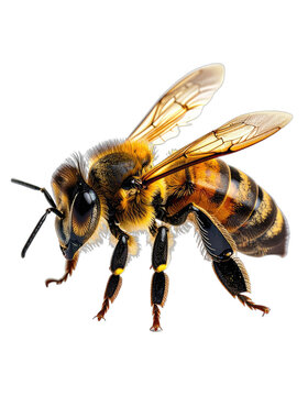 Stunning close-up photograph of a honey bee against a stark black background.