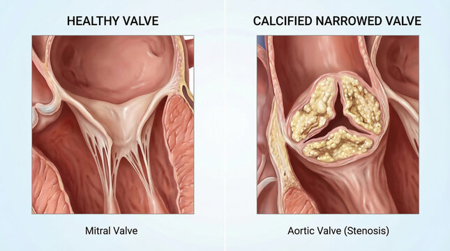 Mitral Valve vs Calcified Aortic Valve Stenosis Heart