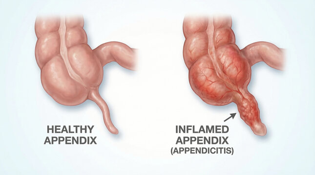 Healthy Appendix vs Inflamed Appendix Appendicitis Anatomy