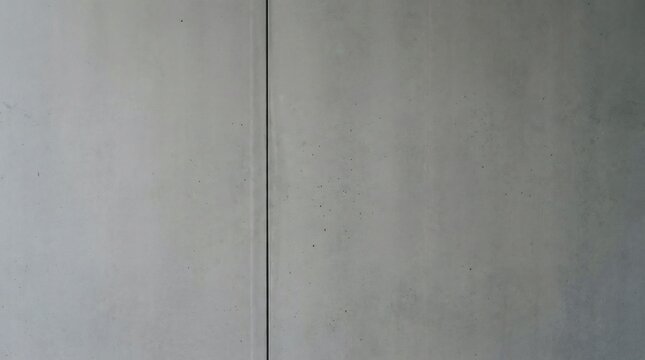 Two smooth concrete wall panels meet precisely at a sharp, vertical midline seam under bright, even illumination.