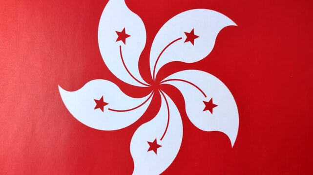 Hong Kong national flag in red and white color as a symbol of independence. Flag of Hong Kong as a background for your design