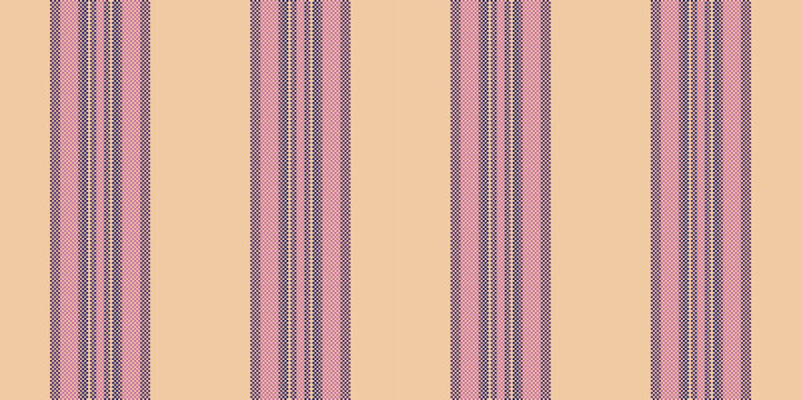 Vtrip texture fabric vertical, menu pattern background seamless. Seb stripe textile lines vector in orange and pink colors.