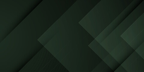 Obraz premium Abstract dark green background with overlap triangle shape, lines and shadows pattern element concept design. Futuristic banner style.