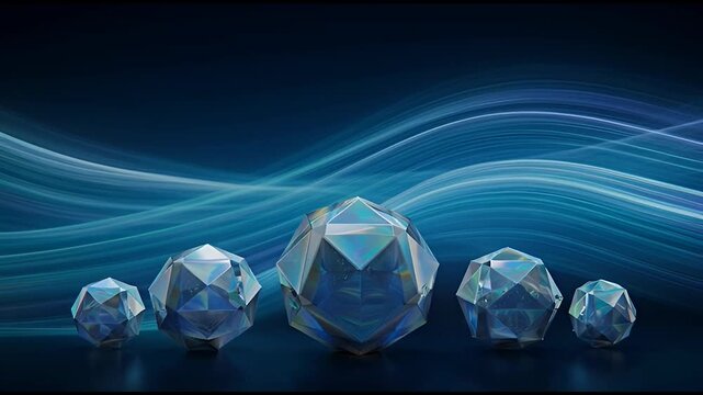 Sparkling Diamonds on Dark Blue Background with Glowing Light Trails