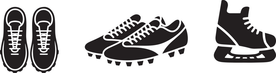 Pair of Athletic Soccer Cleats or Football Shoes Silhouette with Studs for Sports Apparel Branding and Team Championship Graphics