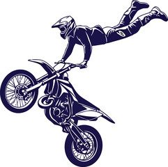 Extreme Motocross Stunt Rider Performing Freestyle Trick Vector Illustration © SAIF820