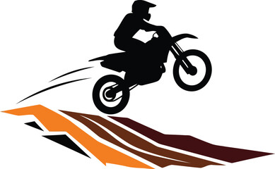 Motocross Rider Jumping Over Dirt Track Vector Illustration for Extreme Sports Design © SAIF820