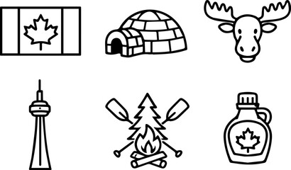 Naklejka premium Canada culture travel symbols icons. Vector