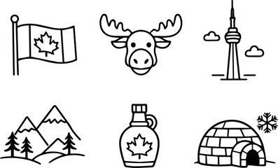 Naklejka premium Canada culture travel symbols icons