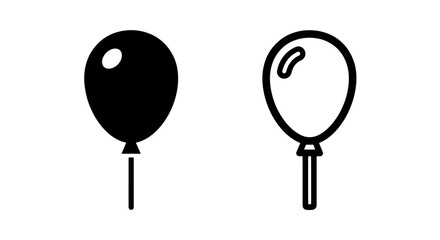 Black and white party balloon icon for celebrations and festive designs © MdDelowar