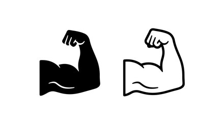 Fototapeta premium Bicep flex muscle icon set representing strength power and fitness