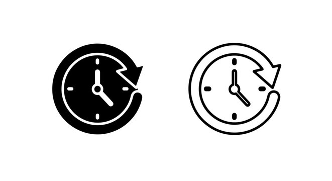 Time history and data backup clock icon with circular rotation arrow