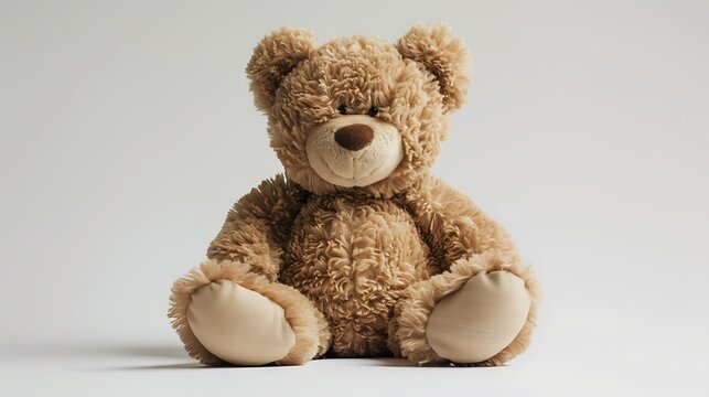 Classic brown teddy bear, fluffy texture, studio shot, warm and inviting