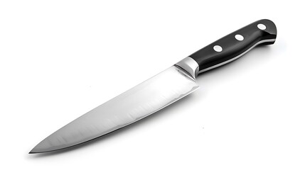 Fototapeta premium Sharp Stainless Steel Kitchen Knife with Black Handle, Culinary Tool