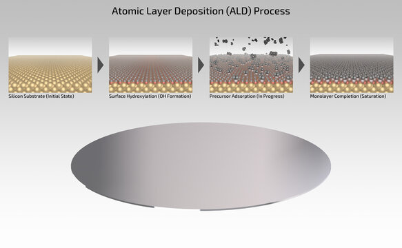 Atomic Layer Deposition (ALD) Process: Monolayer Formation and Precursor Coverage Dynamics on Silicon Substrate