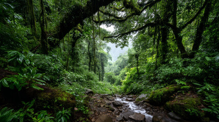 Fototapeta premium Beautiful forest background for screensaver. with sunbeams. Calm close-up of fairytale forest and nature landscape, panorama. Summer vacation, holiday, amazing nature.