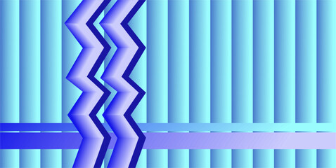 Obraz premium Abstract Blue Zigzag Arrows on Turquoise Striped Geometric Background