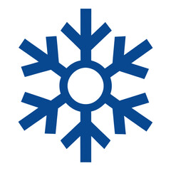 Blue Filled Snowflake with Central Circle Vector Icon for Web Interface