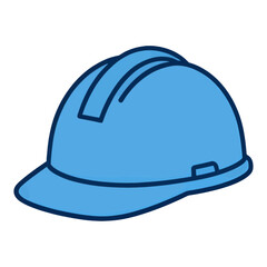 Fototapeta premium Blue Hard Hat Safety Gear Line Icon for App UI with Strap Detail