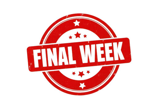 Final week stamp with red color and white text isolated on transparent background