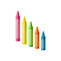 Five Colorful Crayons Arranged in Decreasing Size