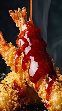 Crispy Fried Shrimp with Sweet Chili Sauce Drizzle