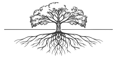 Tree with extensive root system and sprawling canopy © Graphicslover