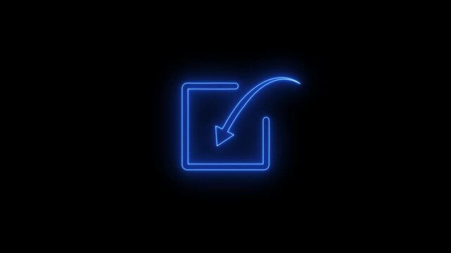 neon sharing icon animation on black background . share arrow icon . 