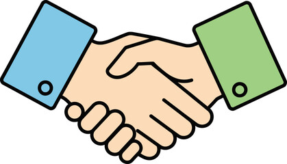 Close up of business handshake with colored sleeves